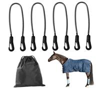 Porgeel Sangles de Jambe de Couverture Cheval 4 pièces 21 à 27 Pouces Sangles Couverture élastiques avec Clips à Double extré