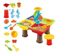 Porgeel Table à Eau pour Tout-Petits 1 Ensemble de Table de Sable colorée avec Dauphin Mignon ABS sensoriel interactif développement Parent-Enfant Eau et Sable pour Plage extérieure carrée