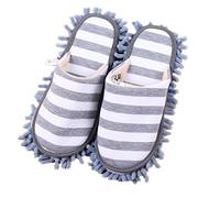 Pormow - 1 paire de pantoufles de nettoyage multifonctionnelles avec semelles en microfibre , Chenille, gris, Taille unique