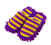 Pormow - 1 paire de pantoufles de nettoyage multifonctionnelles avec semelles en microfibre , Chenille, Weibliche Lila Streifen, Taille unique