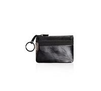 PORRASSO Cuir Porte-Monnaie Étanche Portable Etuis Porte Clés Multifonction Rétro Coin Purse pour Femme Homme Noir