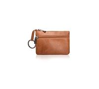 PORRASSO Cuir Porte-Monnaie Étanche Portable Etuis Porte Clés Multifonction Rétro Coin Purse pour Femme Homme Marron