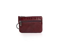 PORRASSO Cuir Porte-Monnaie Étanche Portable Etuis Porte Clés Multifonction Rétro Coin Purse pour Femme Homme Rouge