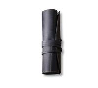 PORRASSO Cuir Trousse à Crayons Étanche Roll-up Étui à Crayons Rangement Sac Porte-crayons à Stylos Pencil Case pour Étudiants Hommes Femmes École Noir
