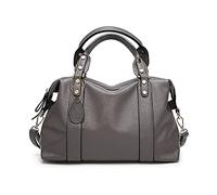 PORRASSO Élégant Sac à Main D'épaule Femme Bandoulière Imperméable en Cuir PU pour Travail, Voyage, Datation - Boston Gris