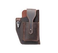 PORRASSO Étui de Ceinture Téléphone avec Porte-clés Etui de Téléphone Cuir Sac Banane pour Homme pour Les Téléphones Inférieurs à 6,3 Pouces Café