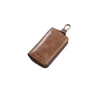 PORRASSO Etuis Porte Clés Véritable Cuir Pochette Porte Cles Voiture Clé Cas Porte-Monnaie Portable Key Case avec 6 Crochet Clip pour Hommes Kaki B