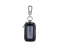 PORRASSO Etuis Porte Clés Véritable Cuir Voiture Clé Cas Portable Porte-Monnaie Car Key Case Rétro étanche Double Pochette Zippée Hommes Femme Noir