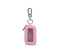 PORRASSO Etuis Porte Clés Véritable Cuir Voiture Clé Cas Portable Porte-Monnaie Car Key Case Rétro étanche Double Pochette Zippée Hommes Femme Rose
