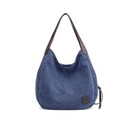 PORRASSO Femme Fourre-Tout Sacs à Main en Toile Sac D'épaule Vintage Sac Cabas pour Shopping École Voyage Travail Bleu Marine