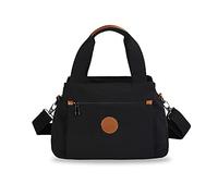 PORRASSO Femme Sac à Bandoulière Sac à Main de Loisir Multi-Poches Sac D'épaule Nylon Sac de Messager Voyage École Travail Usage Quotidien Crossbody Bag Noir