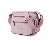 PORRASSO Femme Sac à Bandoulière Sac D'épaule de Loisir Multi-Poches Nylon Sac de Messager Sac à Main pour Voyage Randonnée Usage Quotidien Violet Clair
