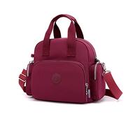 PORRASSO Femme Sac à Dos Mode Sac D'épaule Daypack Multifonctionnel avec Port de Chargement USB Nylon Sac Bandoulière pour Travail Voyage école Vin Rouge