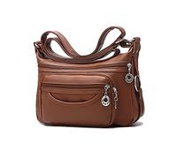 PORRASSO Femme Sac Bandouliere Multi-Poches Étanche Sac D'épaule Sac de Messager PU Sac à Main pour Travail Voyage Achats Usage Quotidien Jaune