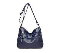 PORRASSO Femme Sac Bandouliere Multi-Poches Sac D'épaule Sac de Messager Imperméable en Cuir Sac à Main pour Travail Voyage Achats Usage Quotidien Bleu