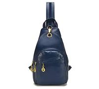 PORRASSO Femme Sac de Poitrine Petit Sacs à Dos Mode Sac à Bandoulière Fille Étanche PU Cuir Sacoche Sac D'épaule la Randonnée Voyager Camping Sling Bag Bleu Marine