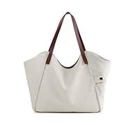 PORRASSO Femme Sac D'épaule Sacs à Main en Toile Grand Fourre Tout Sac Cabas pour Voyage Travail Usage Quotidien Blanc