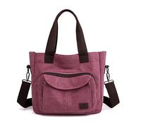 PORRASSO Femmes Sac à Bandoulière Sac D'épaule en Toile Fourre-Tout Fille Sacs Cabas Crossbody Bag pour Shopping Voyage Travail Usage Quotidien Violet