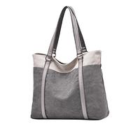 PORRASSO Femmes Sac à Main Grand Sac Cabas Casual Sac Fourre-Tout en Toile Sac D'épaule Sacs de Plage pour Shopping Voyage Bureau Travail Gris