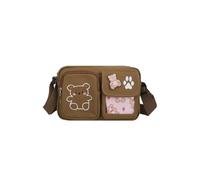 PORRASSO Fille Sac à Bandoulière Mignon Petit Ours Sac D'épaule en Toile Sac de Messager Femmes Crossbody Bag pour Voyage Usage Quotidien Marron