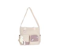 PORRASSO Fille Sac à Bandoulière Mignon Petit Ours Sac D'épaule Nylon Sac de Messager Femmes Crossbody Bag pour École Voyage Usage Quotidien Blanc