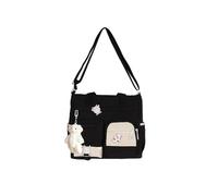 PORRASSO Fille Sac à Bandoulière Mignon Petit Ours Sac D'épaule Nylon Sac de Messager Femmes Crossbody Bag pour École Voyage Usage Quotidien Noir