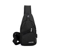 PORRASSO Homme Sac de Poitrine Petit Sacoche Bandouliere avec Chargement USB Sac à Bandoulière Léger Sacs à Dos Sling Bag pour la Randonnée Vélo Camping Noir