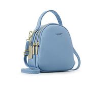 PORRASSO Mini Sac à Dos Femme Mode Sac à Main Fille Étanche Sacs à Bandoulière avec Trou D'écouteur Cuir Daypack Voyage Datation Petit Sac à Dos Bleu