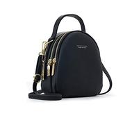 PORRASSO Mini Sac à Dos Femme Mode Sac à Main Fille Étanche Sacs à Bandoulière avec Trou D'écouteur Cuir Daypack Voyage Datation Petit Sac à Dos Noir