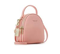 PORRASSO Mini Sac à Dos Femme Mode Sac à Main Fille Étanche Sacs à Bandoulière avec Trou D'écouteur Cuir Daypack Voyage Datation Petit Sac à Dos Rose
