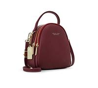 PORRASSO Mini Sac à Dos Femme Mode Sac à Main Fille Étanche Sacs à Bandoulière avec Trou D'écouteur Cuir Daypack Voyage Datation Petit Sac à Dos Rouge