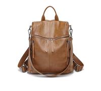 PORRASSO Mode Sac à Dos Femme Sacs à Bandoulière Fille Étanche Backpack Cuir Université Sac D'école Voyage Travail Sac à Dos Marron