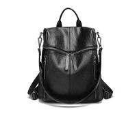 PORRASSO Mode Sac à Dos Femme Sacs à Bandoulière Fille Étanche Backpack Cuir Université Sac D'école Voyage Travail Sac à Dos Noir