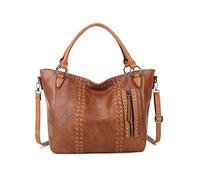 PORRASSO Mode Sac à Main Femme Sac D'épaule Sac Bandoulière Grand Fourre-Tout Sac de Messager en Cuir PU pour Voyage Travail Datation Brun