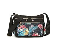 PORRASSO Mode Sac Bandouliere Femme Multi-Poches Sac D'épaule Fille Sac de Messager Nylon Sac à Main pour Voyage Achats Usage Quotidien Feuille D'érable