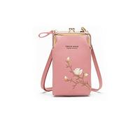 PORRASSO Mode Téléphone Sac Bandoulière Femmes Crossbody Mini Portefeuille PU Sac de Téléphone avec Porte-Cartes de Crédit Rose Foncé