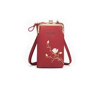 PORRASSO Mode Téléphone Sac Bandoulière Femmes Crossbody Mini Portefeuille PU Sac de Téléphone avec Porte-Cartes de Crédit Rouge
