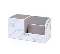 PORRASSO Organiseur de Bureau Porte-Crayons Tasse Crayon Pot à Crayons Porte-Stylo Boîte de Organisateur Rangement Cuir avec 3 Compartiments Cosmétique Supports Motif de Marbre