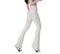 PORRASSO Pantalon de Yoga Bootcut Legging de Sport Femme Pantalon de Loisirs Taille Haute Elastique Flare Legging Opaque Butt Lift Bootleg Pants pour Pilates Fitness Sport Blanc