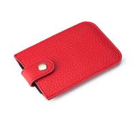 PORRASSO Porte-Cartes de Crédit avec Blocage Anti RFID Petit Etui Cuir Slim Portefeuille Minimaliste pour Homme Femme Rouge