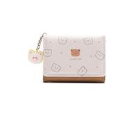 PORRASSO Portefeuille Femme Mignon Cuir Petit Porte Monnaie Femmes Slim Court Portefeuilles avec 5 Emplacements de Carte Blanc