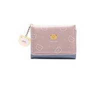 PORRASSO Portefeuille Femme Mignon Cuir Petit Porte Monnaie Femmes Slim Court Portefeuilles avec 5 Emplacements de Carte Rose