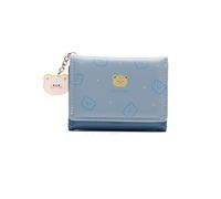 PORRASSO Portefeuille Femme Mignon Cuir Petit Porte Monnaie Femmes Slim Court Portefeuilles avec 5 Emplacements de Carte Bleu