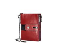PORRASSO Portefeuille Homme Véritable Cuir Porte-Monnaie avec Protection RFID Porte-Cartes de Crédit Portefeuille avec 6 Emplacements pour Cartes Rouge