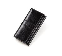 PORRASSO Portefeuilles Cuir Véritable Porte-Monnaie Femme Porte-Cartes de Crédit avec Blocage Anti RFID Multifonction Longue Portefeuille Noir
