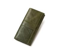 PORRASSO Portefeuilles Cuir Véritable Porte-Monnaie Femme Porte-Cartes de Crédit avec Blocage Anti RFID Multifonction Longue Portefeuille Vert