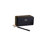 PORRASSO Portefeuilles Femme Longue Porte-Monnaie PU Porte-Cartes de Crédit Portefeuille Wallet avec Sangle de Poignet 8 Emplacements de Cartes Noir