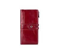 PORRASSO Portefeuilles Longue Porte-Monnaie avec Blocage Anti RFID Cuir Porte-Cartes de Crédit Femme Portefeuille Wallet avec 13 Emplacements pour Cartes Rouge