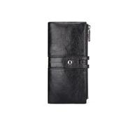 PORRASSO Portefeuilles Longue Porte-Monnaie avec Blocage Anti RFID Cuir Porte-Cartes de Crédit Femme Portefeuille Wallet avec 13 Emplacements pour Cartes Noir