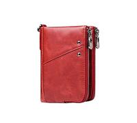 PORRASSO Portefeuilles Véritable Cuir Porte-Monnaie avec Blocage Anti RFID Femme Porte-Cartes de Crédit Multifonction Portefeuille Rouge